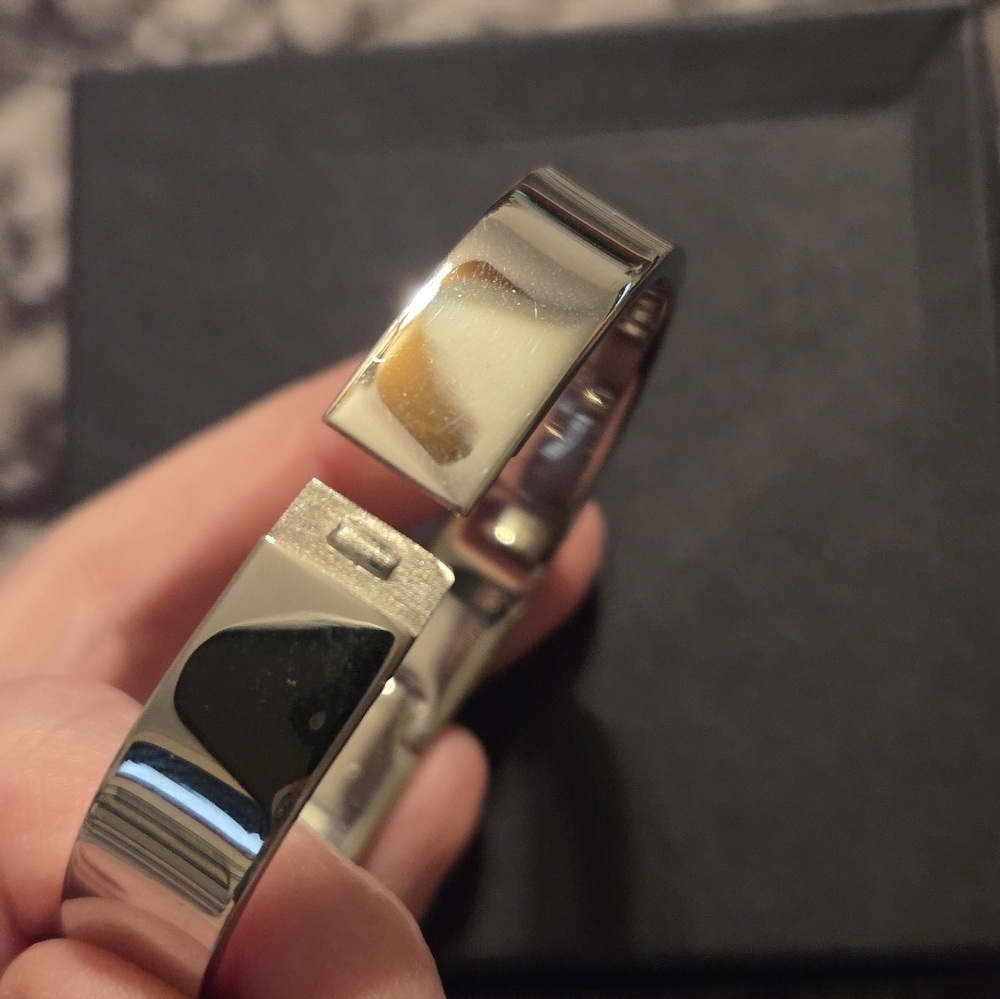 Stainless Steel Rectangular Hinged Bangle Bracelet - image 5